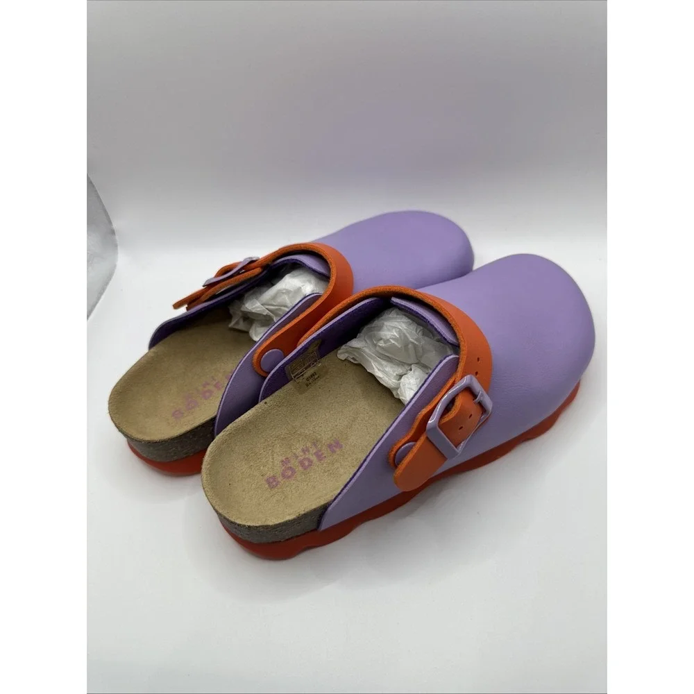 Mini Boden Girls Size 34 US 3 Orange And Purple Clogs #1006